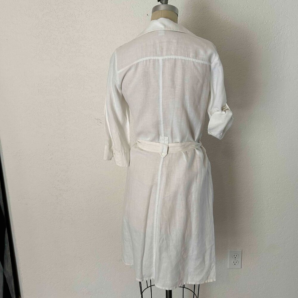 Vintage H&M White Linen Shirt Dress - Picture 3 of 7